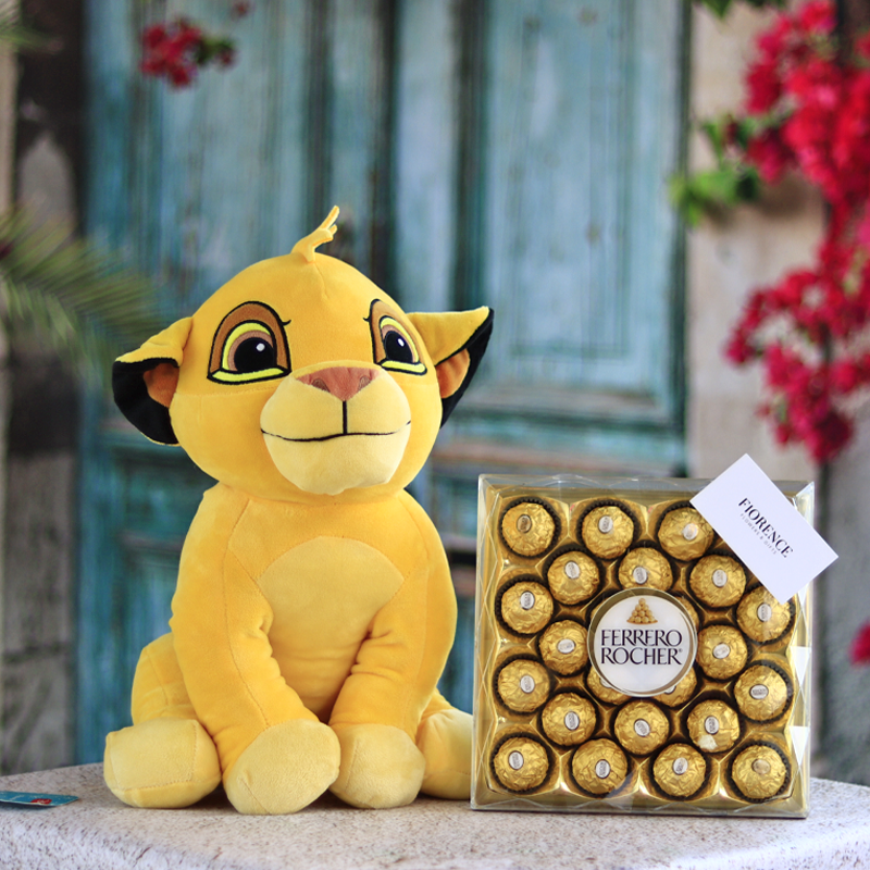 Simba, peluche, chocolates, entrega a domicilio, Ferrero, cumpleaños, Fiorence, Cholula, Puebla, Amor, Cumpleaños, para él, para ella, Rey león. 