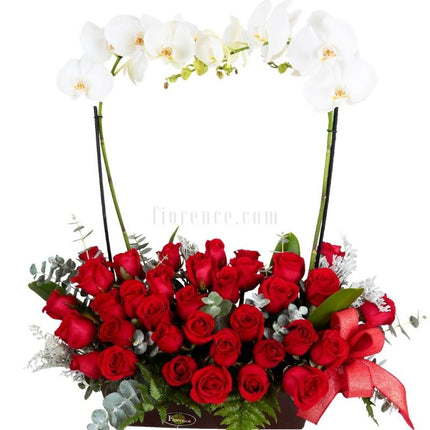 Arreglo Rojo Vivo, Rojo Amor con Orquídeas