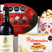 Caja Deluxe con Vino tinto Español y deliciosa selección de productos gourmet