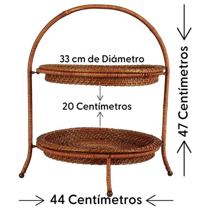 Special Removable Two-Piece Rattan Fruit Bowl with Floral Detail