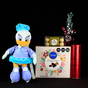 Disney Daisy Duck with Skis, Chocolates and Cookies