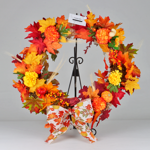 Artificial Autumn Wreath with LED Lights