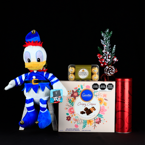 Pato Donald Duende Navideño con Chocolates y Galletas