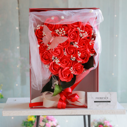 Luxury box with heart-shaped rose soaps