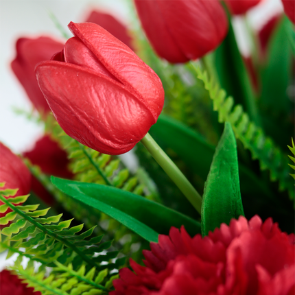 Artificial Arrangement of Carnations and Tulips