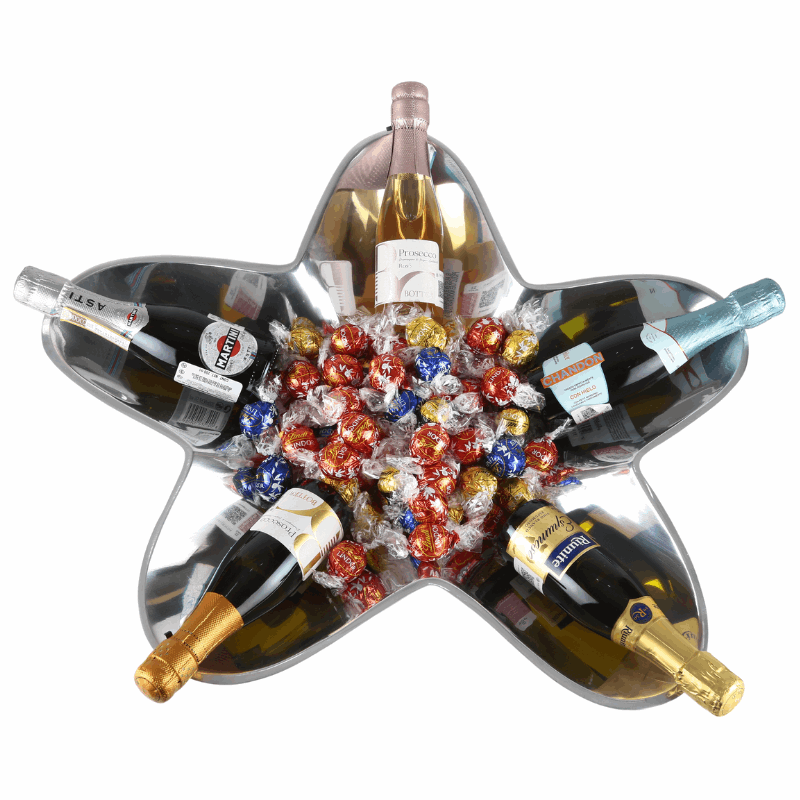 Gran Estrella de Aluminio con Vinos, Prosseco & Chocolates Regalo Deluxe