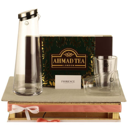 Imported Teas and Glass Pitcher with double walled glass set